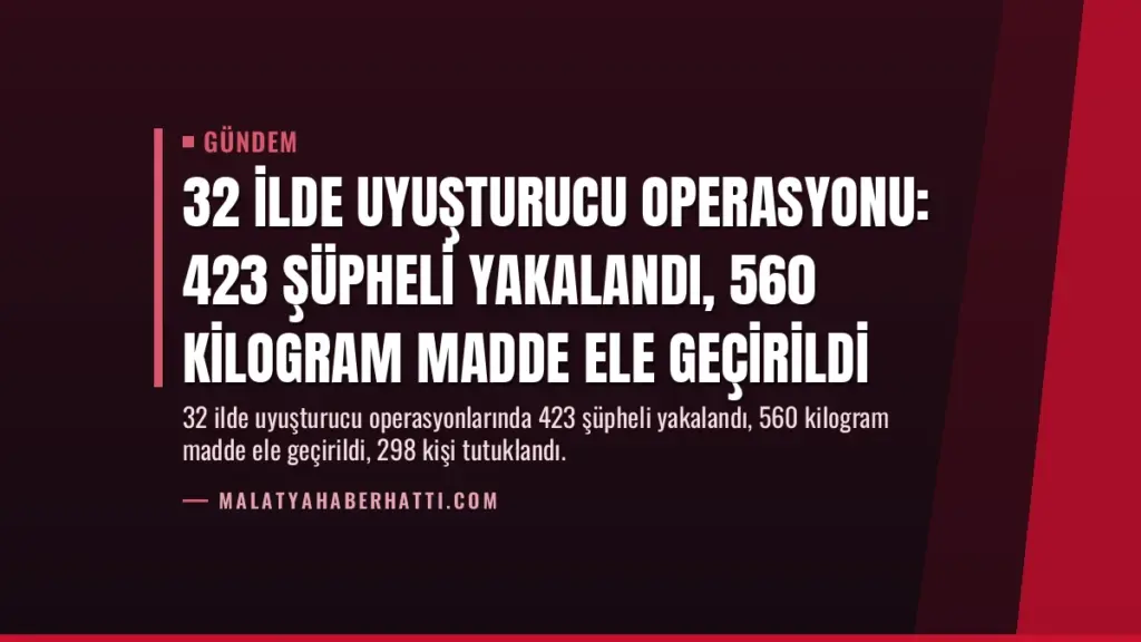 32 İlde Uyuşturucu Operasyonu: 423 Şüpheli Yakalandı, 560 Kilogram Madde Ele Geçirildi