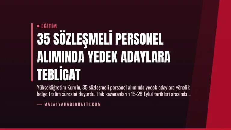 35 Sözleşmeli Personel Alımında Yedek Adaylara Tebligat