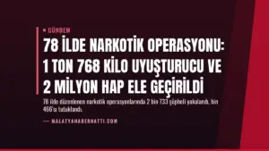 78 İlde Narkotik Operasyonu: 1 Ton 768 Kilo Uyuşturucu ve 2 Milyon Hap Ele Geçirildi