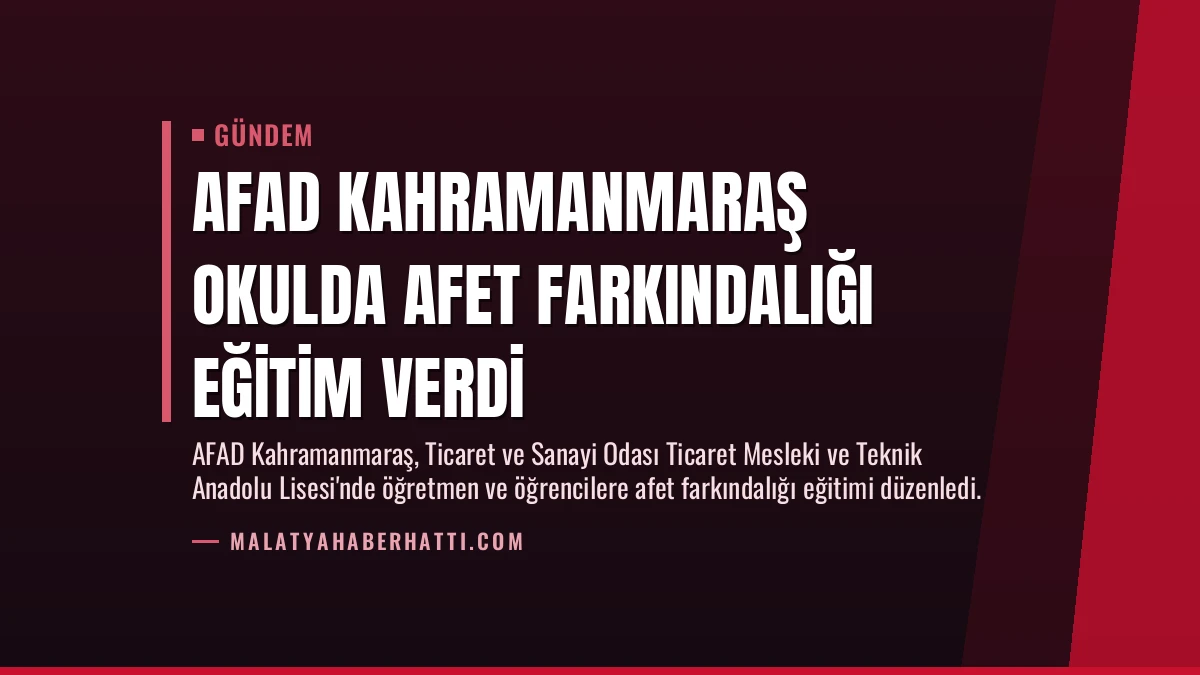 AFAD Kahramanmaraş Okulda Afet Farkındalığı Eğitim Verdi