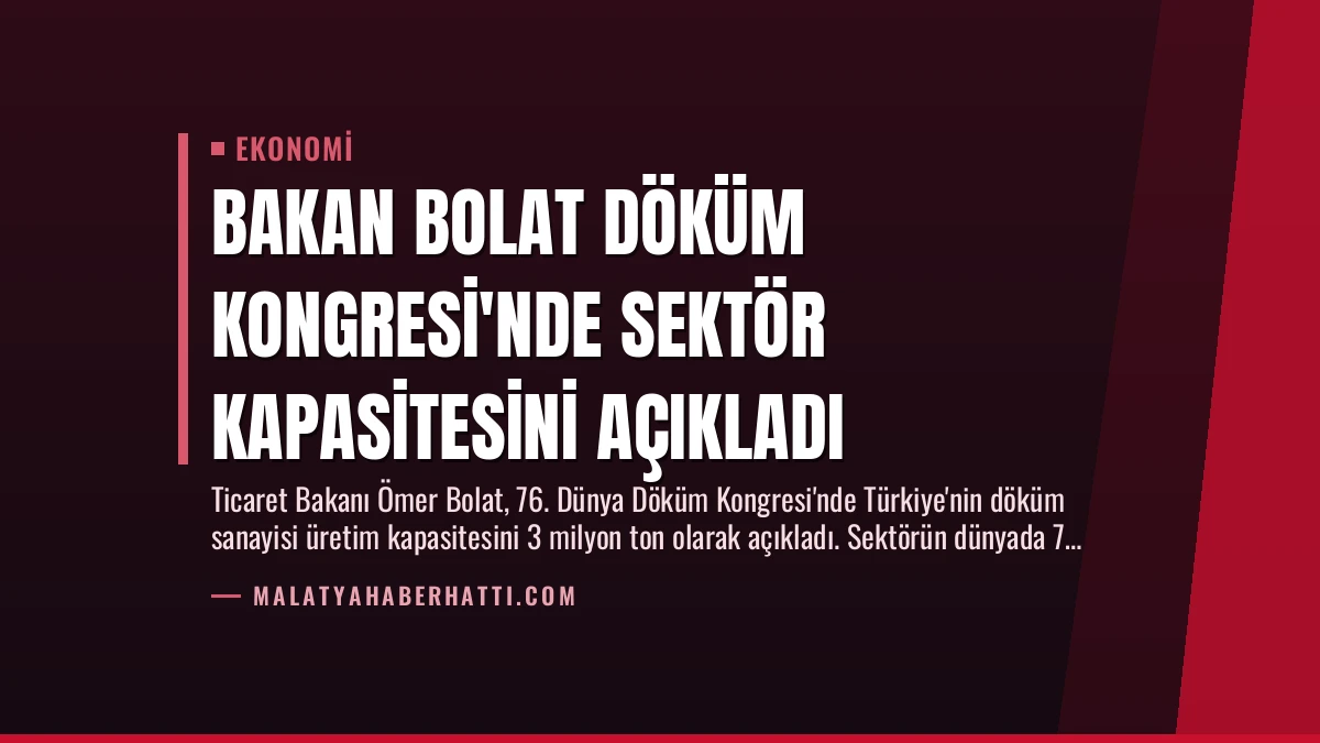 Bakan Bolat Döküm Kongresi’nde Sektör Kapasitesini Açıkladı
