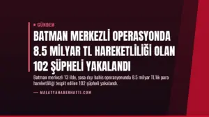 Batman Merkezli Operasyonda 8.5 Milyar TL Hareketliliği Olan 102 Şüpheli Yakalandı