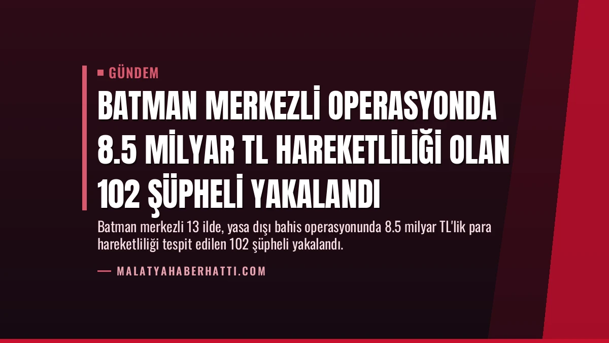Batman Merkezli Operasyonda 8.5 Milyar TL Hareketliliği Olan 102 Şüpheli Yakalandı