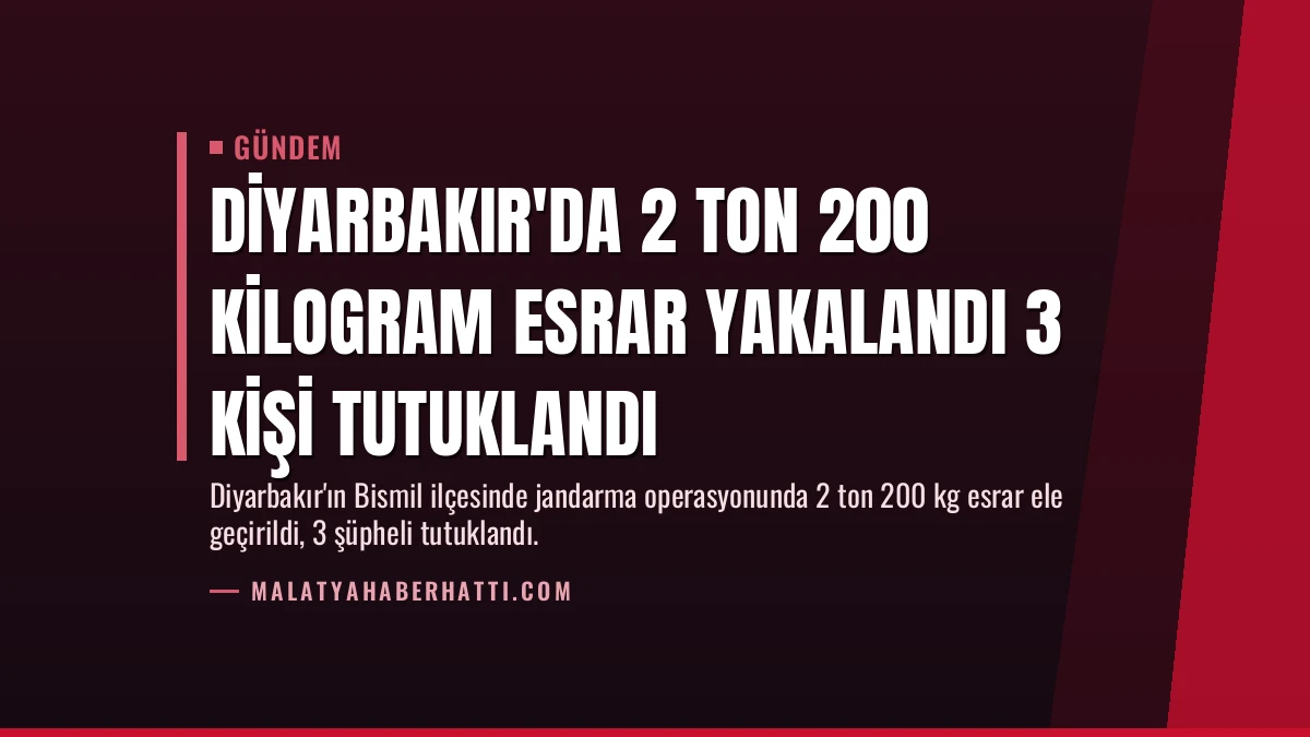 Diyarbakır’da 2 Ton 200 Kilogram Esrar Yakalandı 3 Kişi Tutuklandı