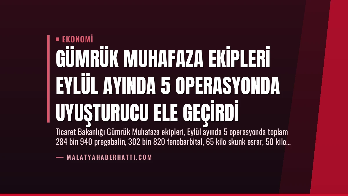 Gümrük Muhafaza Ekipleri Eylül Ayında 5 Operasyonda Uyuşturucu Ele Geçirdi