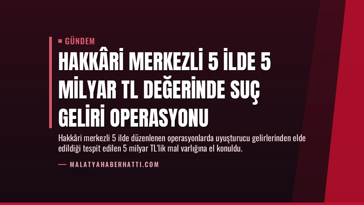 Hakkâri Merkezli 5 İlde 5 Milyar TL Değerinde Suç Geliri Operasyonu