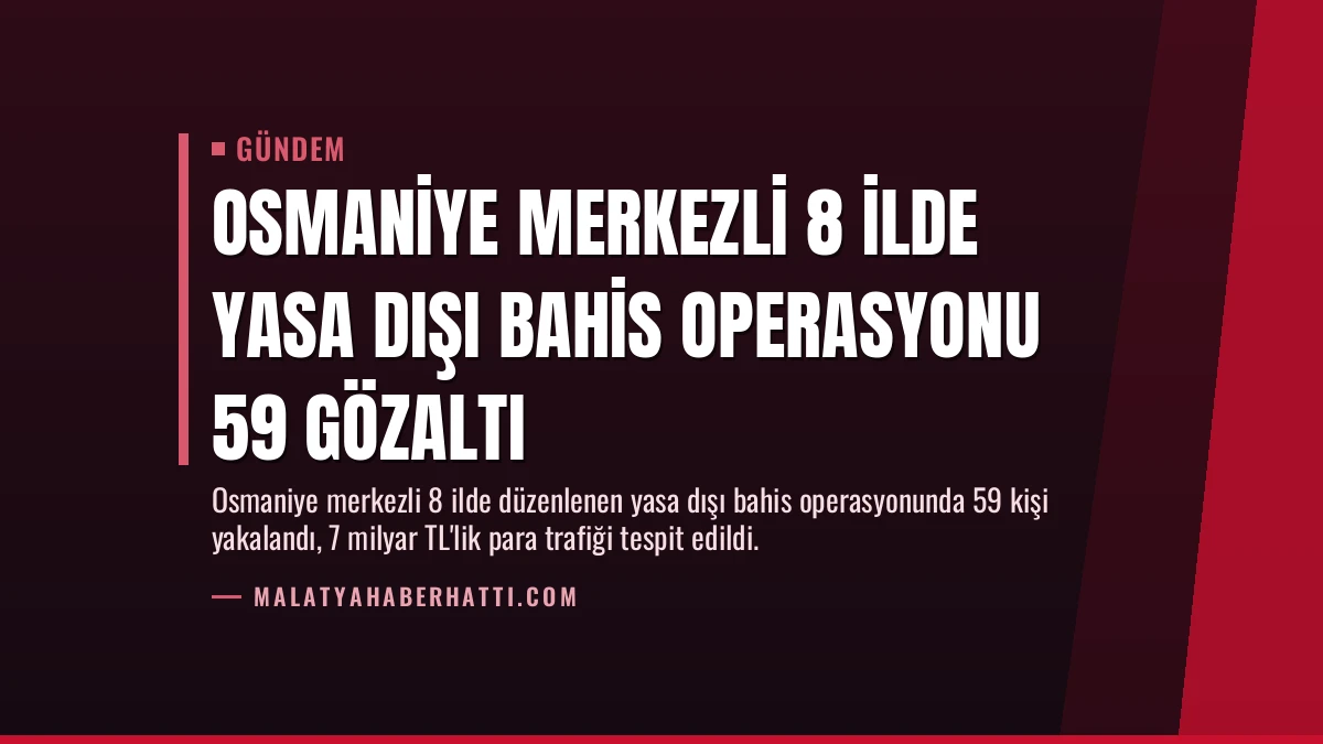 Osmaniye merkezli 8 ilde yasa dışı bahis operasyonu 59 gözaltı