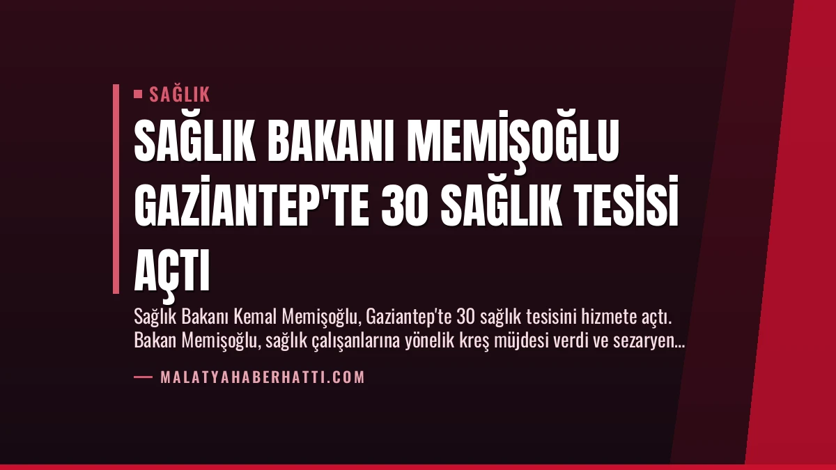 Sağlık Bakanı Memişoğlu Gaziantep’te 30 Sağlık Tesisi Açtı