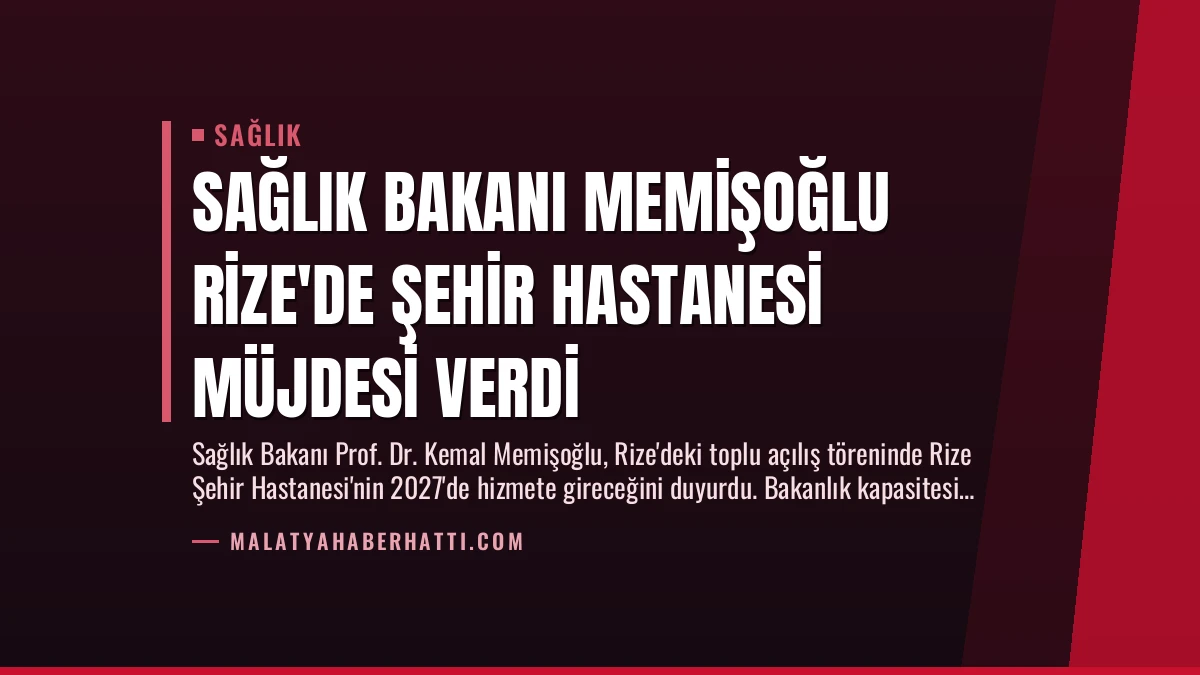 Sağlık Bakanı Memişoğlu Rize’de Şehir Hastanesi Müjdesi Verdi