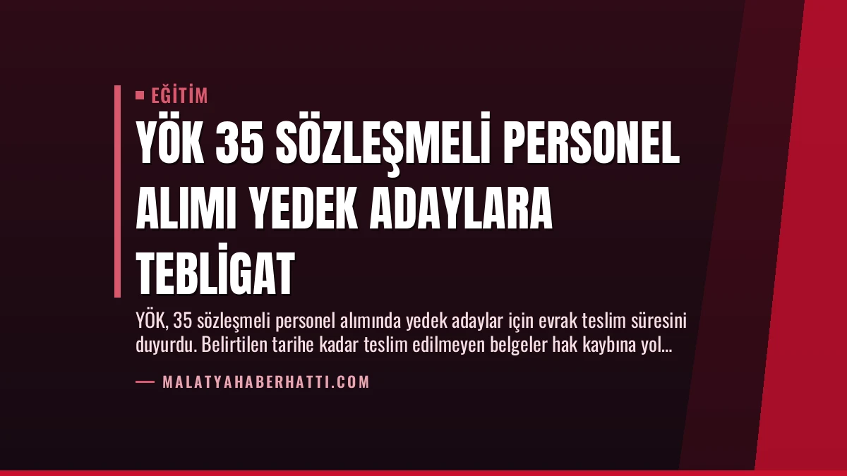 YÖK 35 Sözleşmeli Personel Alımı Yedek Adaylara Tebligat